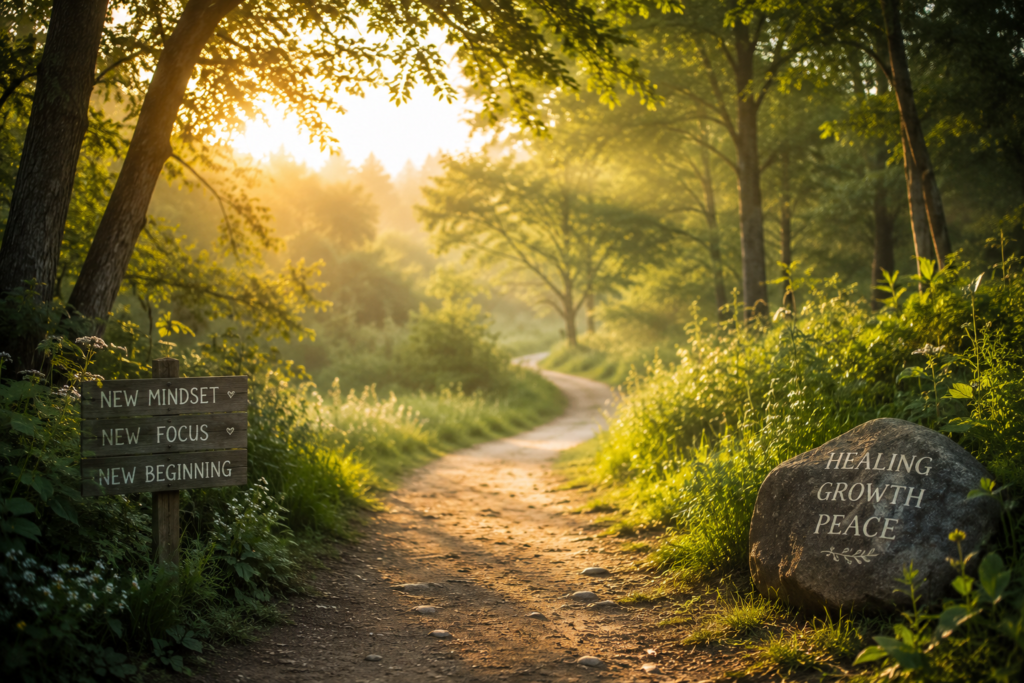 Peaceful path representing emotional healing and self-growth